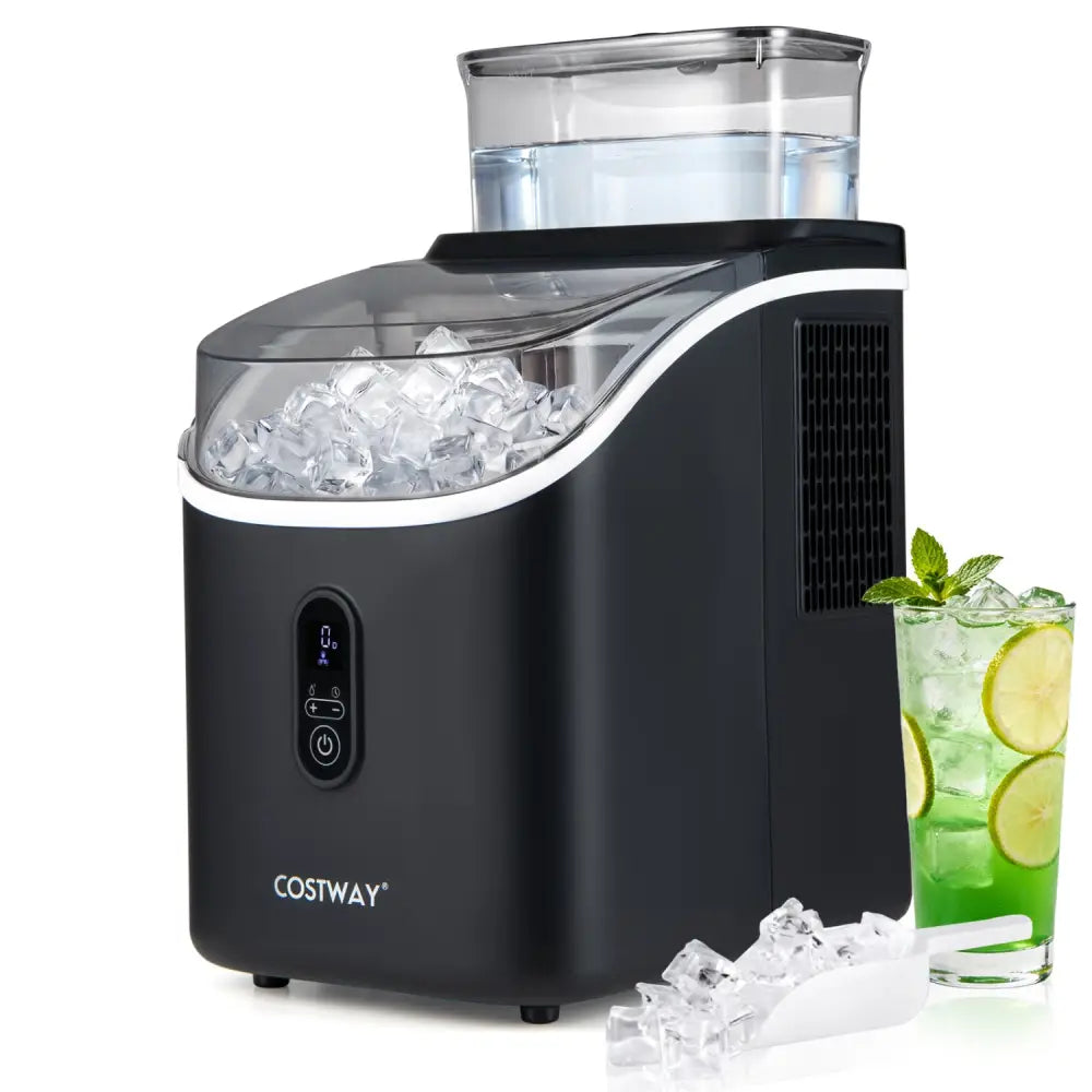 Countertop Ice Maker with External Tank and Self-Cleaning 13 Thickness Levels-Black - Black - Ice Makers