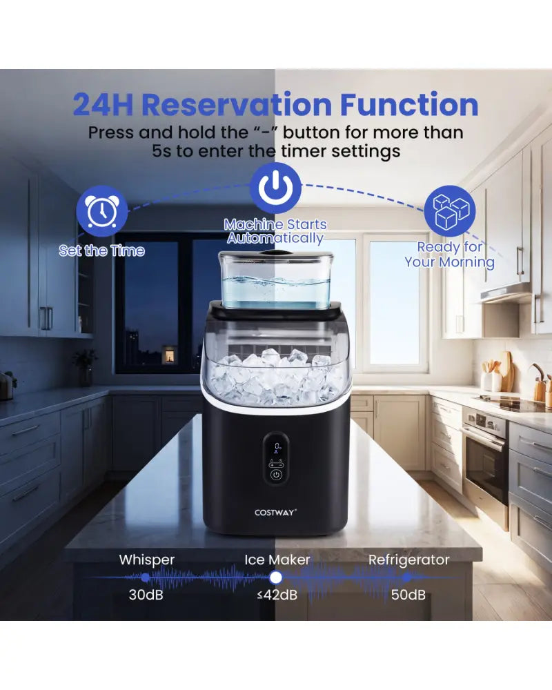 Countertop Ice Maker with External Tank and Self-Cleaning 13 Thickness Levels-Black - Black - Ice Makers