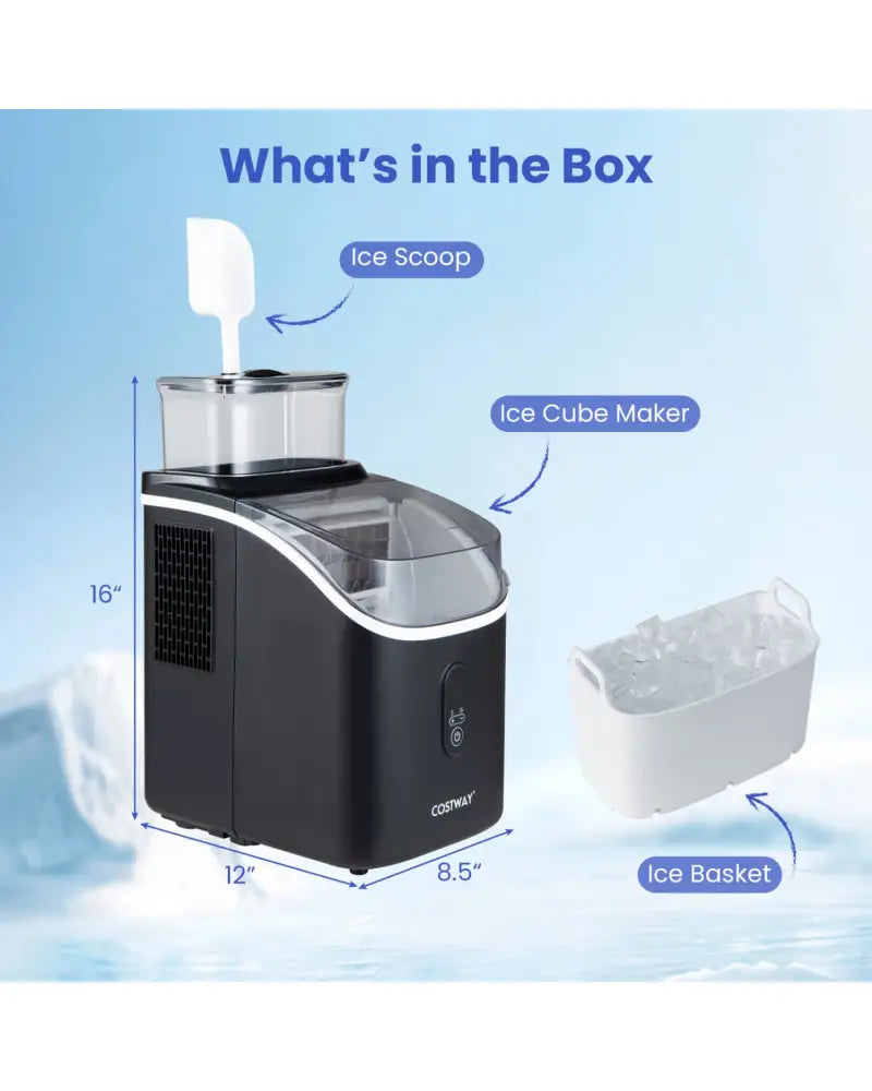 Countertop Ice Maker with External Tank and Self-Cleaning 13 Thickness Levels-Black - Black - Ice Makers