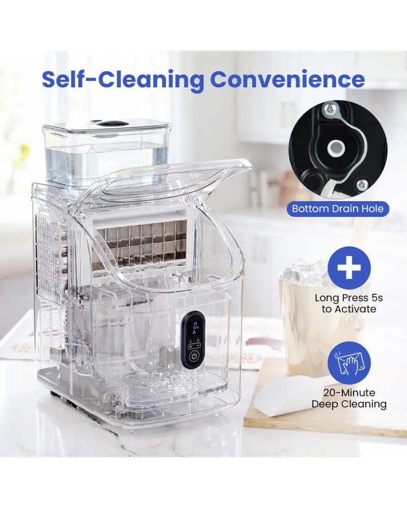 Countertop Ice Maker with External Tank and Self-Cleaning 13 Thickness Levels-Black - Black - Ice Makers