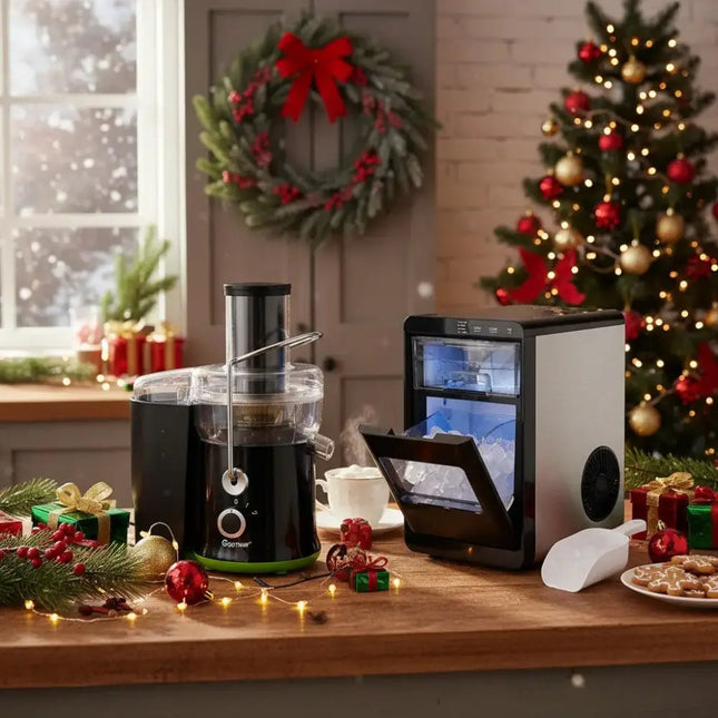 Countertop Nugget Ice Maker and Powerful Fruit Vegetable Juicer Combo for Refreshing Beverages Costway