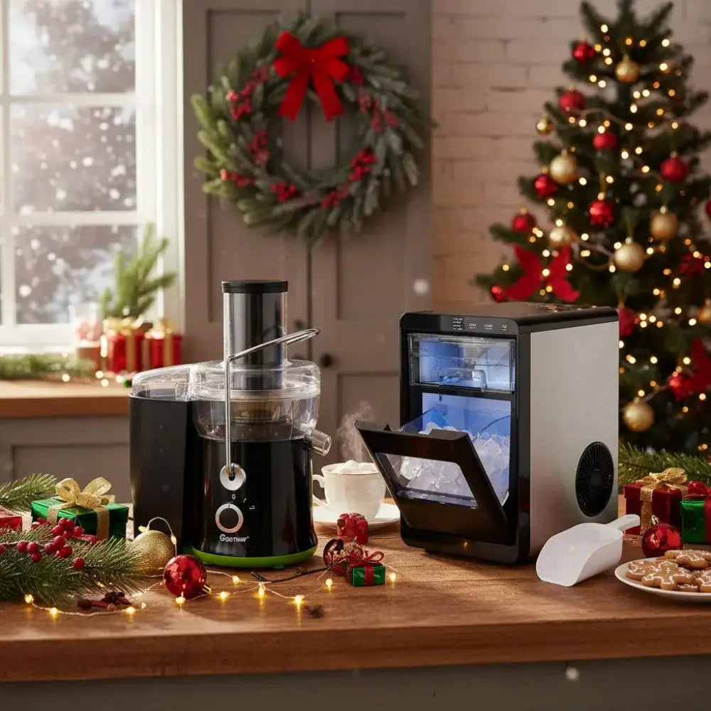 Countertop Nugget Ice Maker and Powerful Fruit Vegetable Juicer Combo for Refreshing Beverages Costway