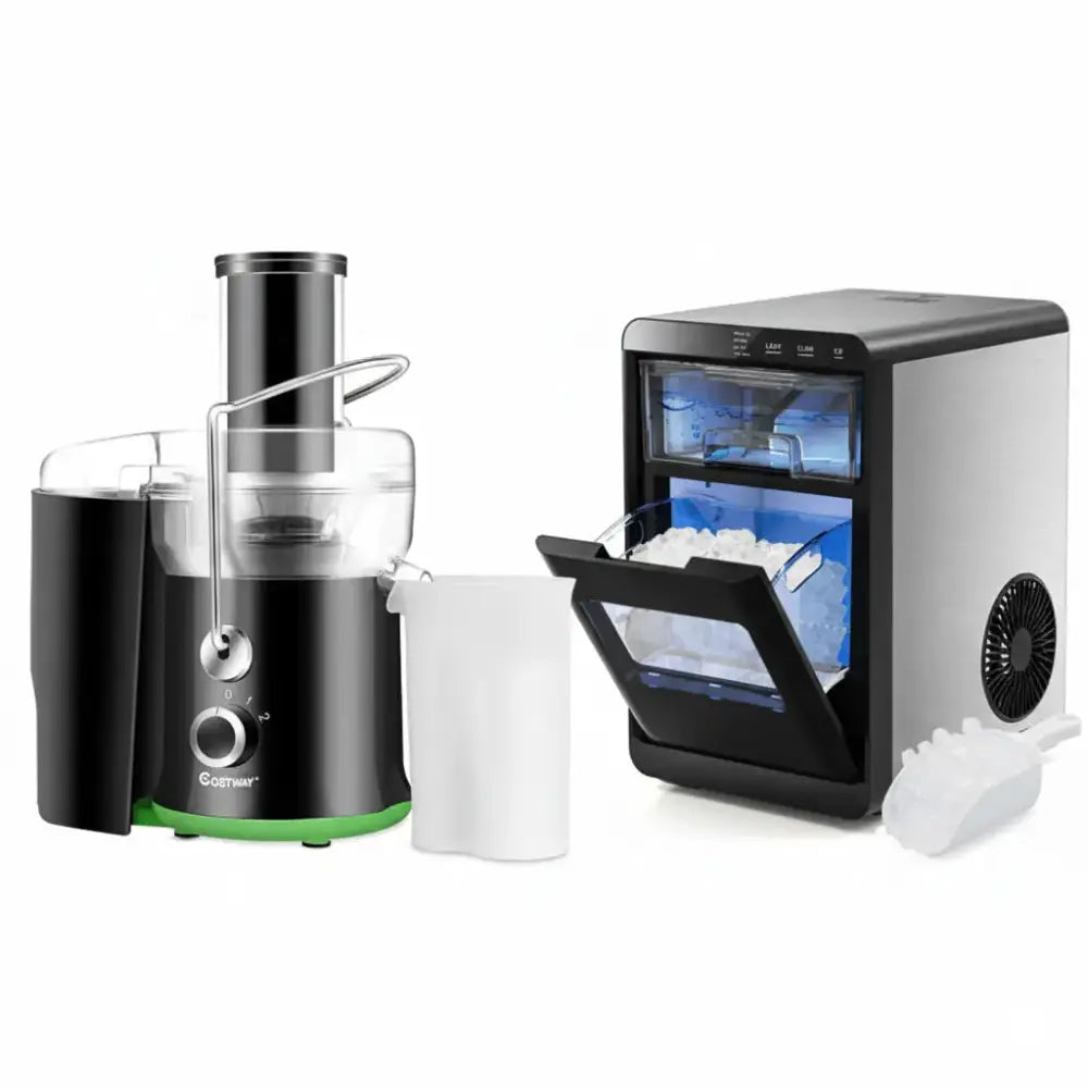 Countertop Nugget Ice Maker and Powerful Fruit Vegetable Juicer Combo for Refreshing Beverages Costway
