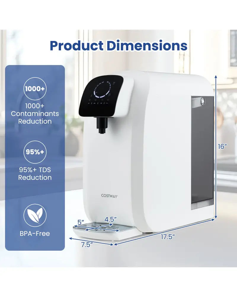 Countertop Reverse Osmosis Water Filter 5-Stage RO + PPC Water Filtration System with UV Light-White - White - Water