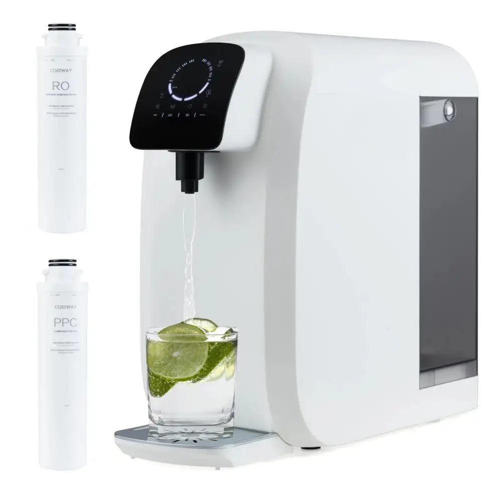 Countertop Reverse Osmosis Water Filter  5-Stage RO + PPC Water Filtration System with UV Light-White Costway