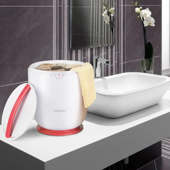 Countertop Towel Warmer Bucket with Auto Shut Off-Pink Costway