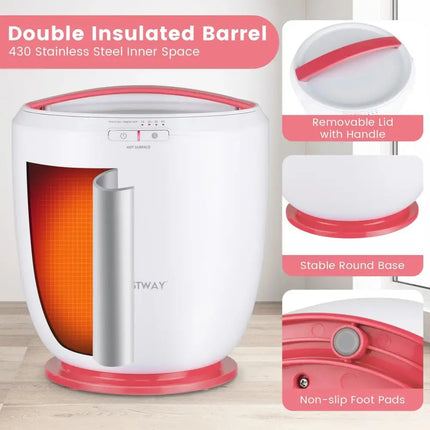 Countertop Towel Warmer Bucket with Auto Shut Off-Pink Costway