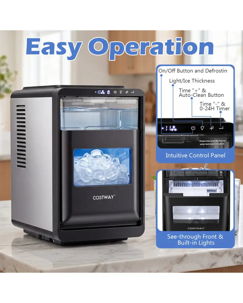 Crescent Ice Maker Countertop 26 Lbs/24H Ice Machine with 16 Crescent Cubes-Black - Black - Ice Makers