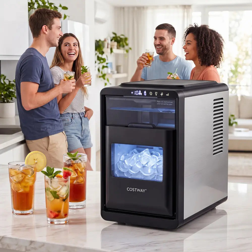 Crescent Ice Maker Countertop 26 Lbs/24H Ice Machine with 16 Crescent Cubes-Black - Black - Ice Makers