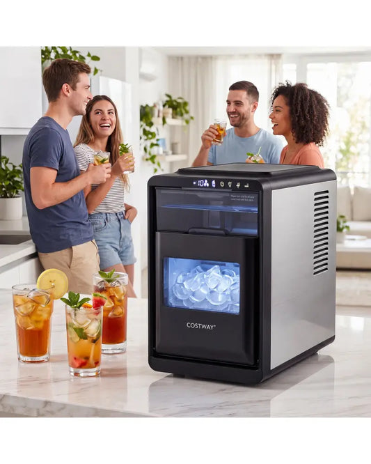 Crescent Ice Maker Countertop 26 Lbs/24H Ice Machine with 16 Crescent Cubes-Black - Black - Ice Makers