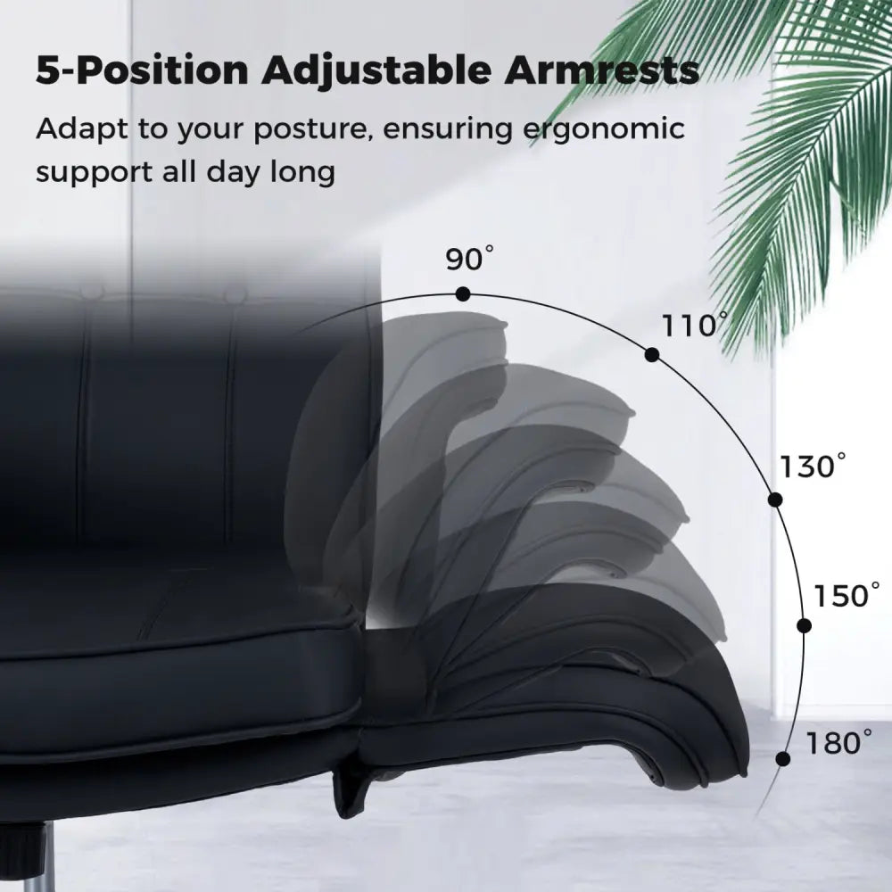 Criss Cross Chair Adjustable Swivel Vanity Chair with 5-Position Armrests-Black - Black - Leisure Chairs
