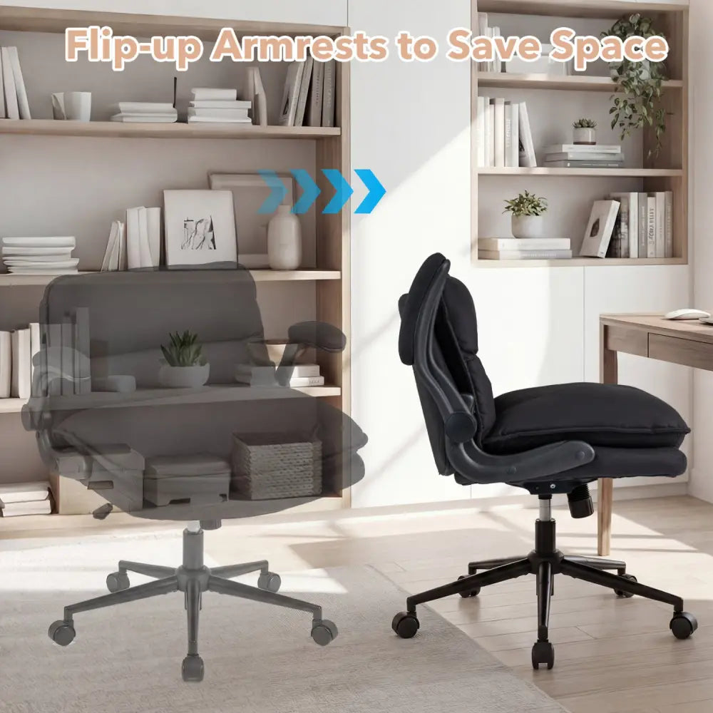 Criss Cross Chair on Wheels with Flip-up Arms Adjustable Height-Gray - Gray - Ergonomic Chairs