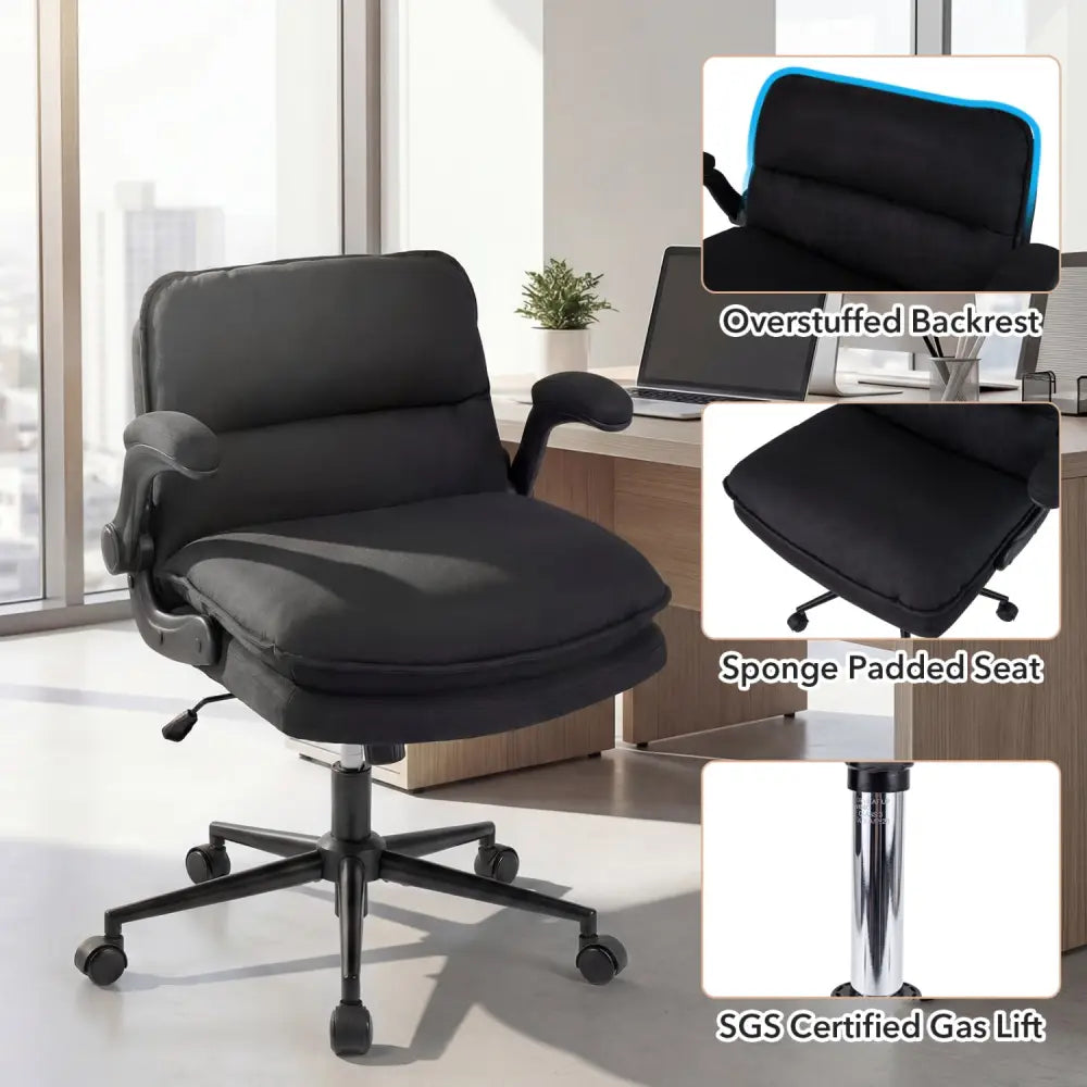 Criss Cross Chair on Wheels with Flip-up Arms Adjustable Height-Gray - Gray - Ergonomic Chairs