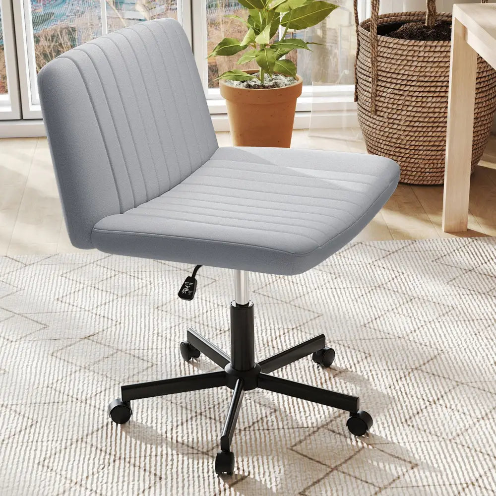 Criss Cross Chair with Wheels Cross-Legged Swivel Desk Chair with Soft-Padded Wide Seat-Gray - Gray - Armless Chairs