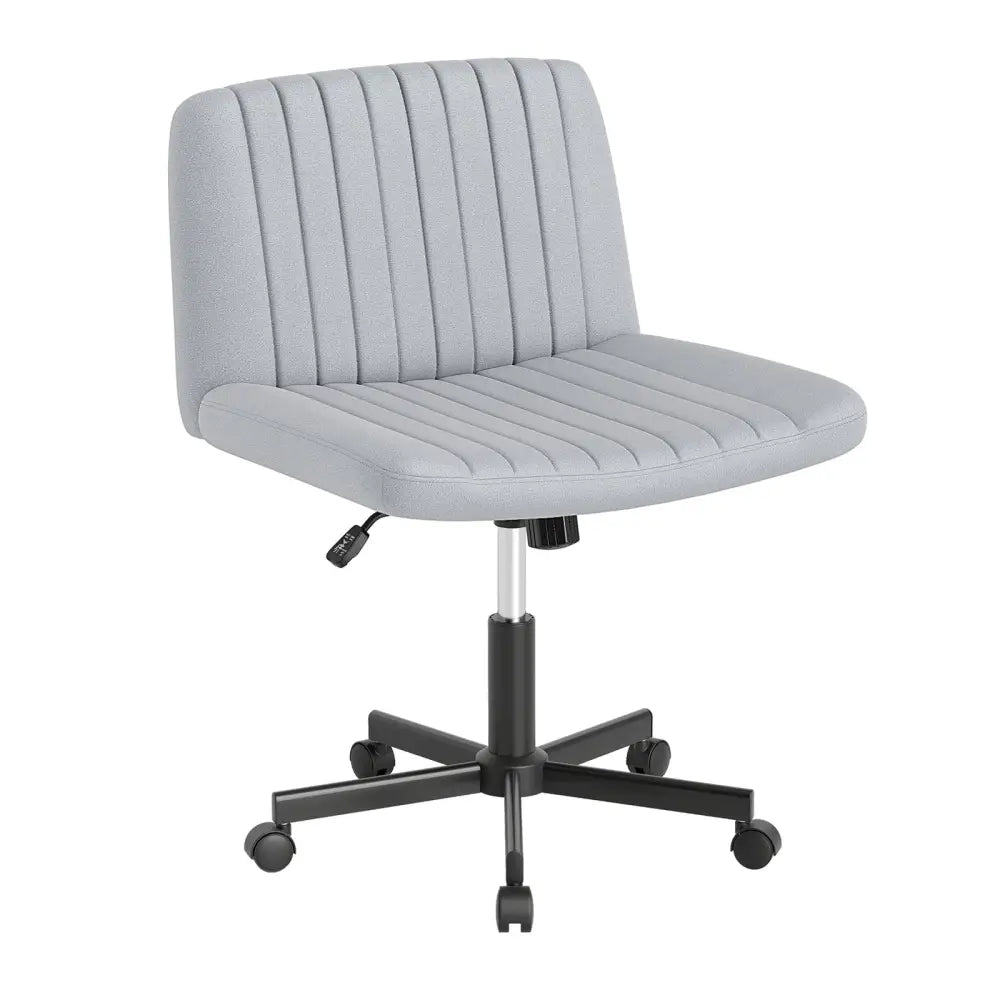 Criss Cross Chair with Wheels Cross-Legged Swivel Desk Chair with Soft-Padded Wide Seat-Gray - Gray - Armless Chairs