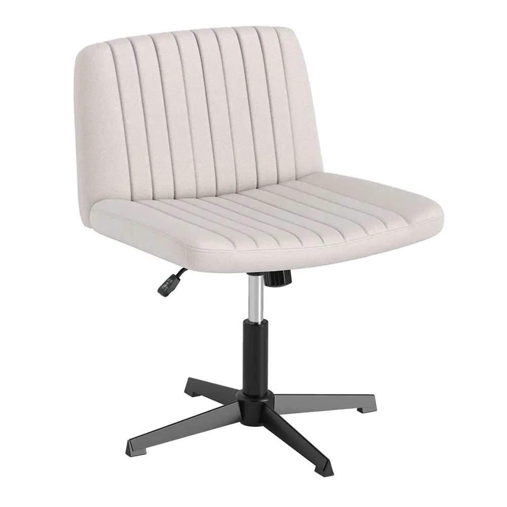 Criss Cross-Legged Swivel Desk Chair No Wheels-Beige - Beige - Armless Chairs