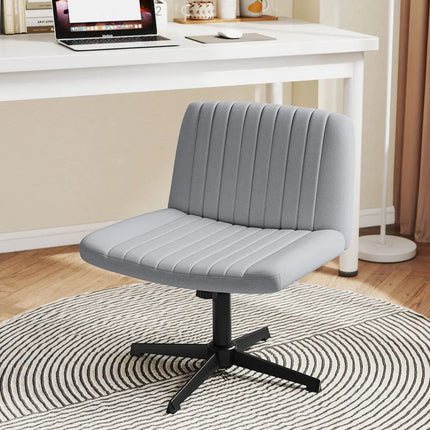 Criss Cross-Legged Swivel Desk Chair No Wheels-Gray - Gray - Armless Chairs