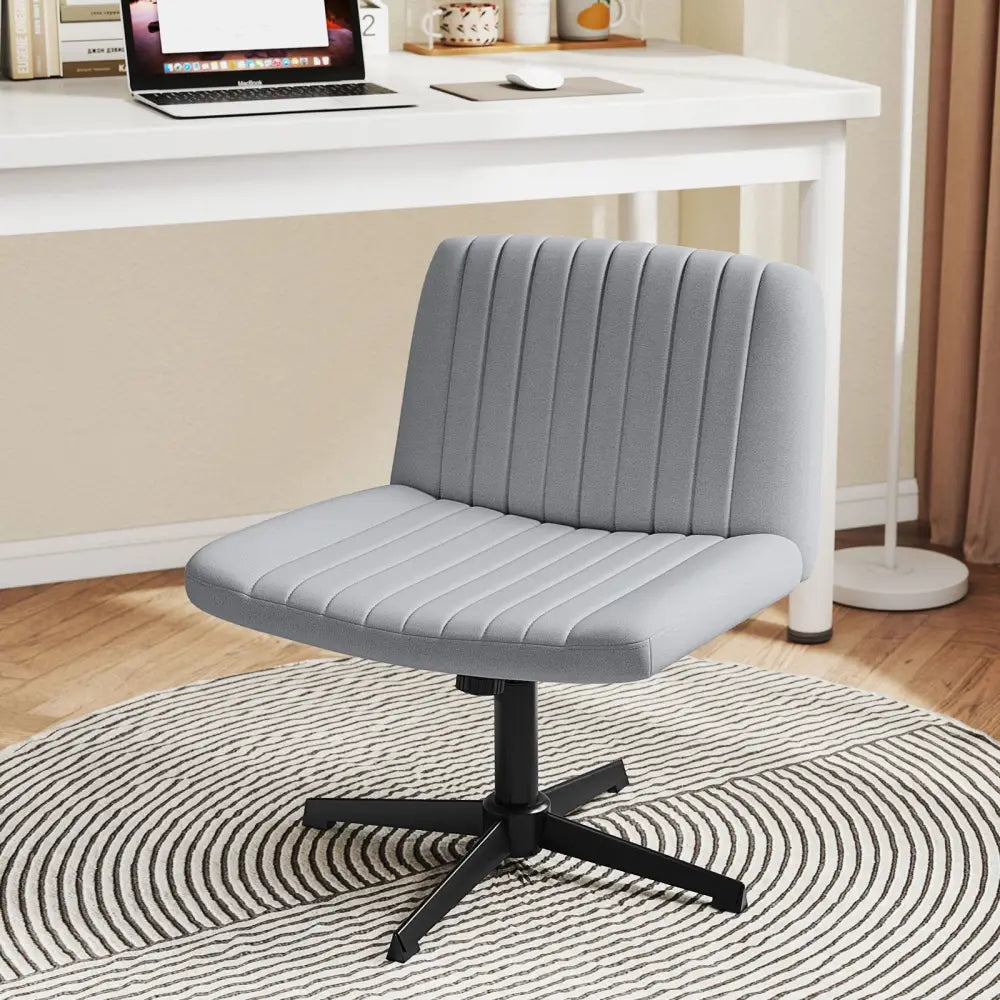 Criss Cross-Legged Swivel Desk Chair No Wheels-Gray - Gray - Armless Chairs