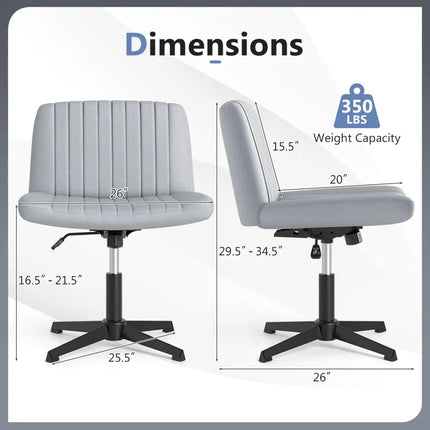 Criss Cross-Legged Swivel Desk Chair No Wheels-Gray - Gray - Armless Chairs