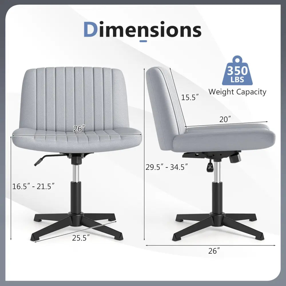 Criss Cross-Legged Swivel Desk Chair No Wheels-Gray - Gray - Armless Chairs