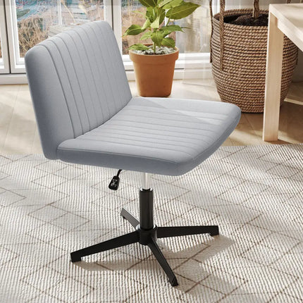 Criss Cross-Legged Swivel Desk Chair No Wheels-Gray - Gray - Armless Chairs