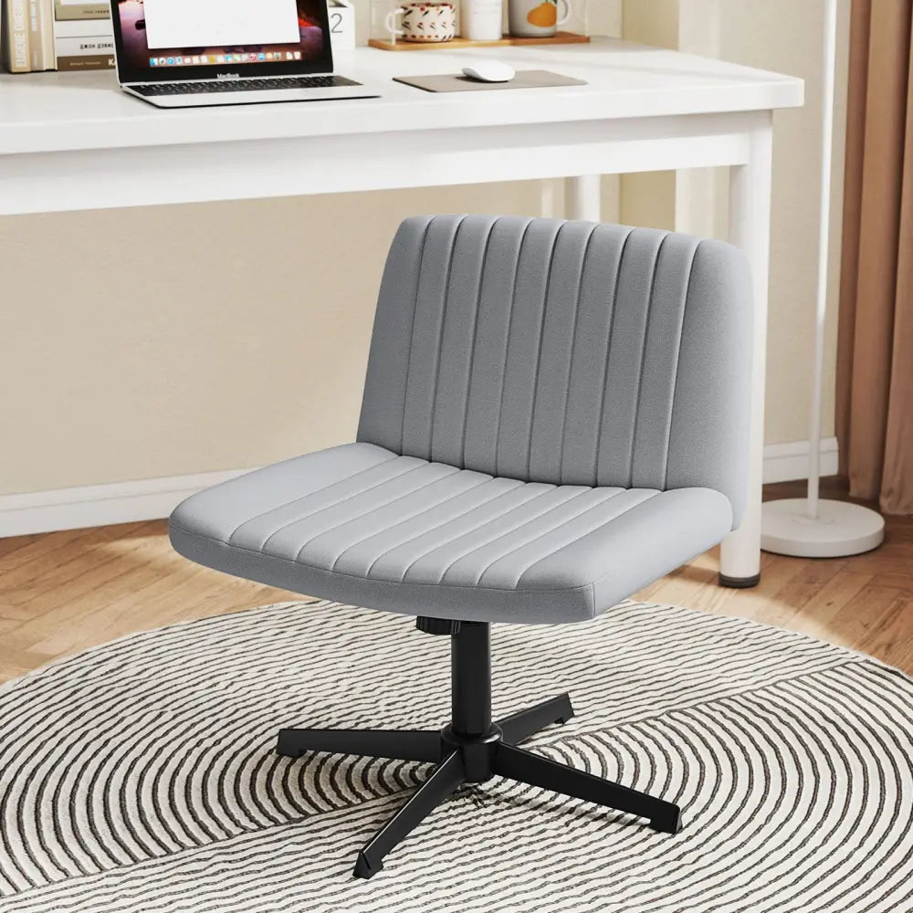 Criss Cross-Legged Swivel Desk Chair No Wheels-Gray - Gray - Armless Chairs