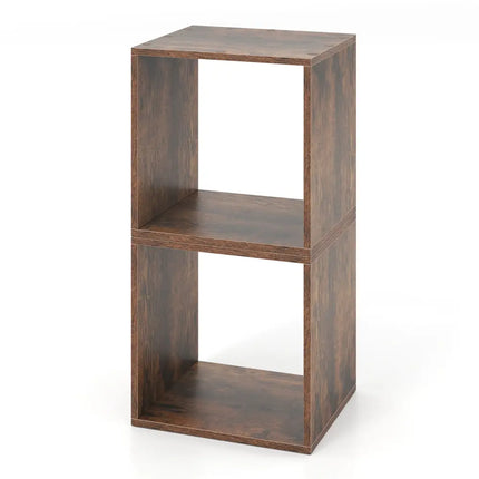 Cube Storage Organizer Set of 2 for Living Room Bedroom Study-Rustic Brown - Rustic Brown - Bookcases
