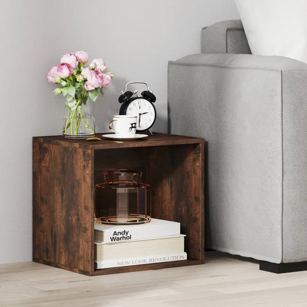 Cube Storage Organizer Stackable Open Book Shelf Wooden Display Shelving Unit-Rustic Brown - Rustic Brown - Bookcases