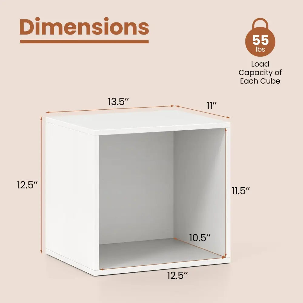 Cube Storage Organizer Stackable Open Book Shelf Wooden Display Shelving Unit-White - White - Bookcases