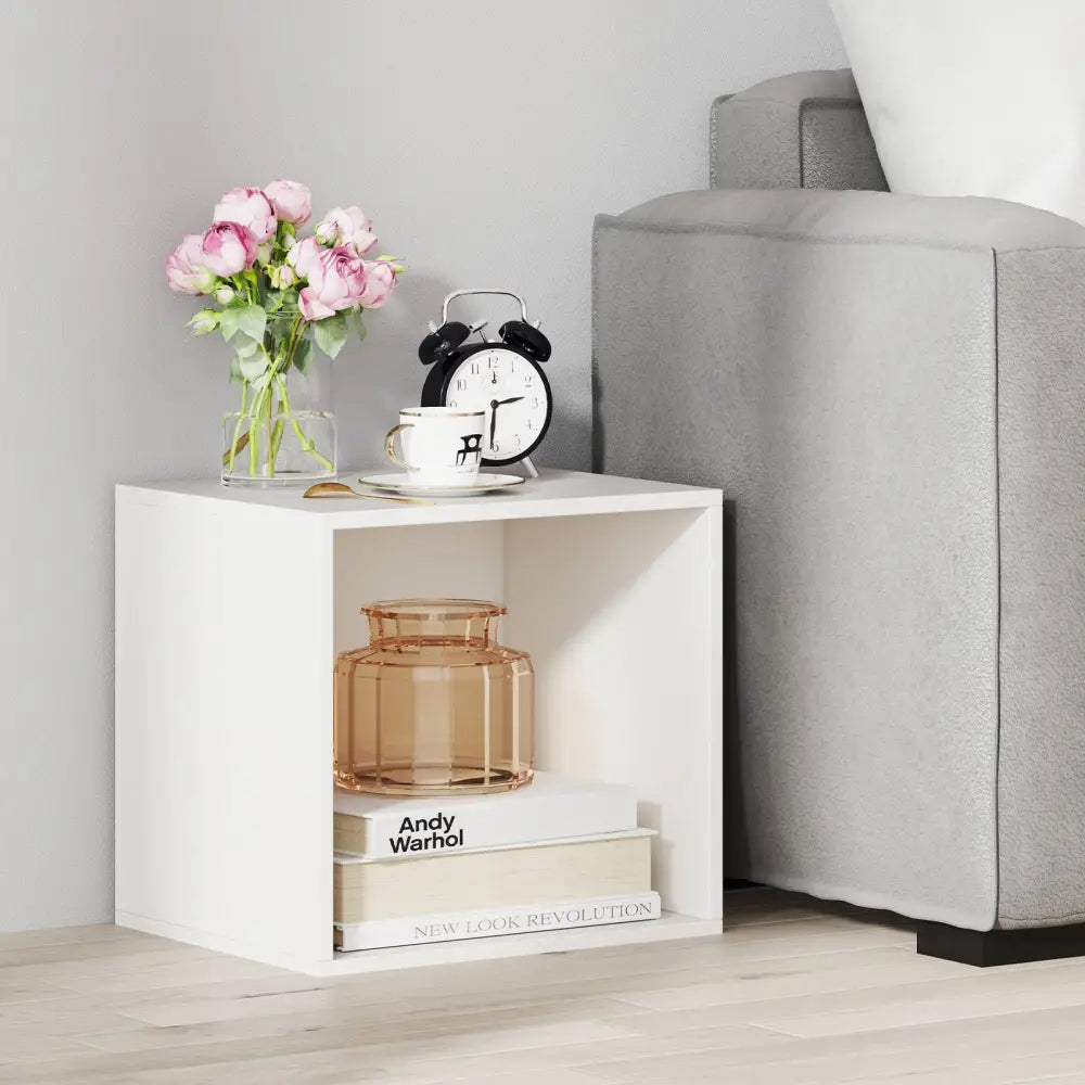 Cube Storage Organizer Stackable Open Book Shelf Wooden Display Shelving Unit-White - White - Bookcases