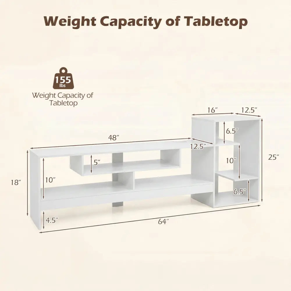 Cube TV Stand for 55 Inch TV with Power Outlets and Open Storage Shelves-White - White - Entertainment Centers & TV