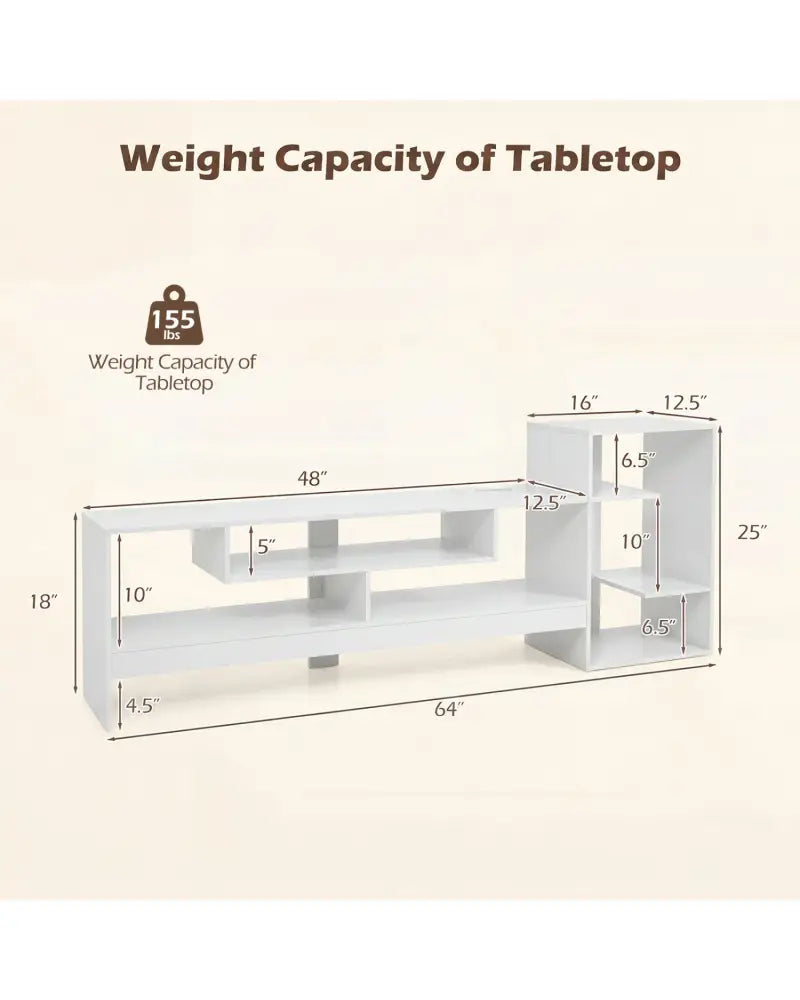Cube TV Stand for 55 Inch TV with Power Outlets and Open Storage Shelves-White - White - Entertainment Centers & TV