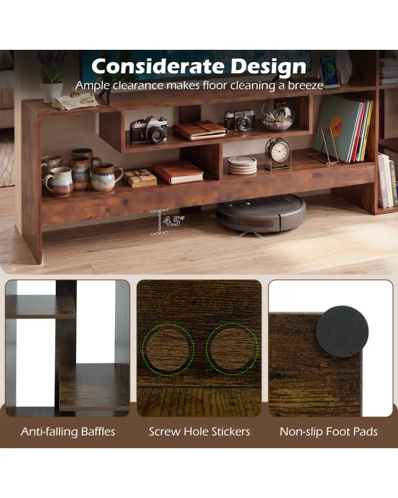 Cube TV Stand for 55 Inch TV with Power Outlets and Open Storage Shelves-Rusticbrown - Rustic Brown - Entertainment