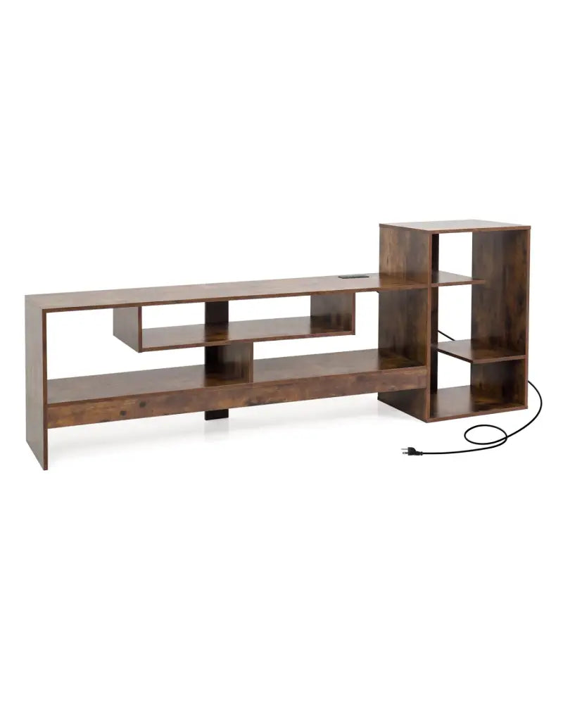 Cube TV Stand for 55 Inch TV with Power Outlets and Open Storage Shelves-Rusticbrown - Rustic Brown - Entertainment