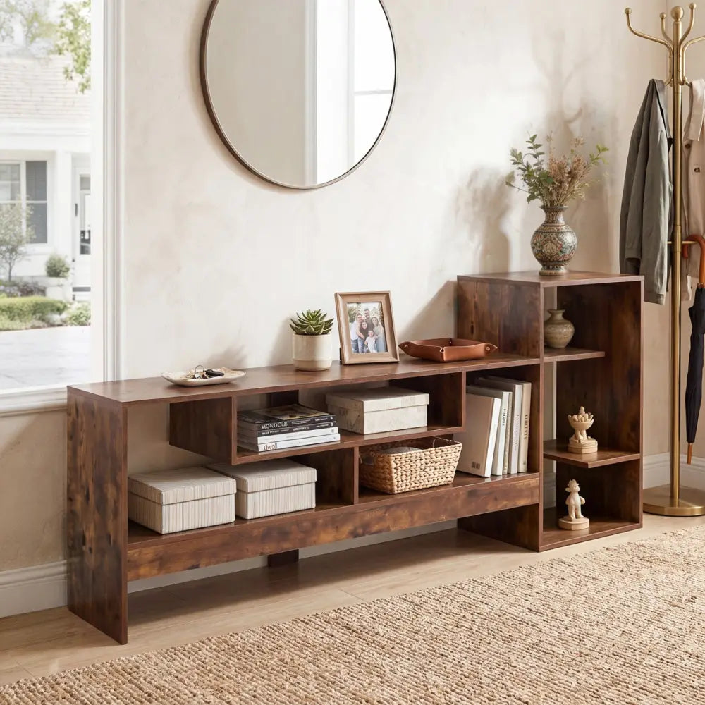 Cube TV Stand for 55 Inch TV with Power Outlets and Open Storage Shelves-Rusticbrown - Rustic Brown - Entertainment