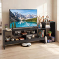Cube TV Stand for 55 Inch TV with Power Outlets and Open Storage Shelves-Black - Black - Entertainment Centers & TV