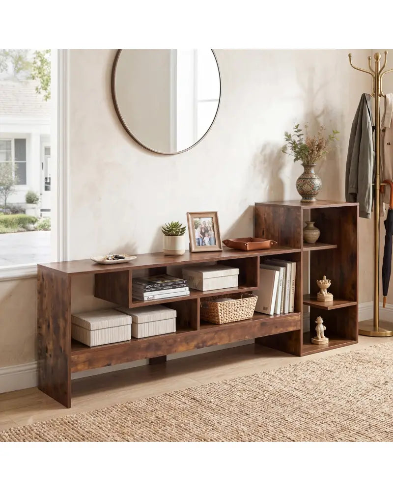 Cube TV Stand for 55 Inch TV with Power Outlets and Open Storage Shelves-Rusticbrown - Rustic Brown - Entertainment
