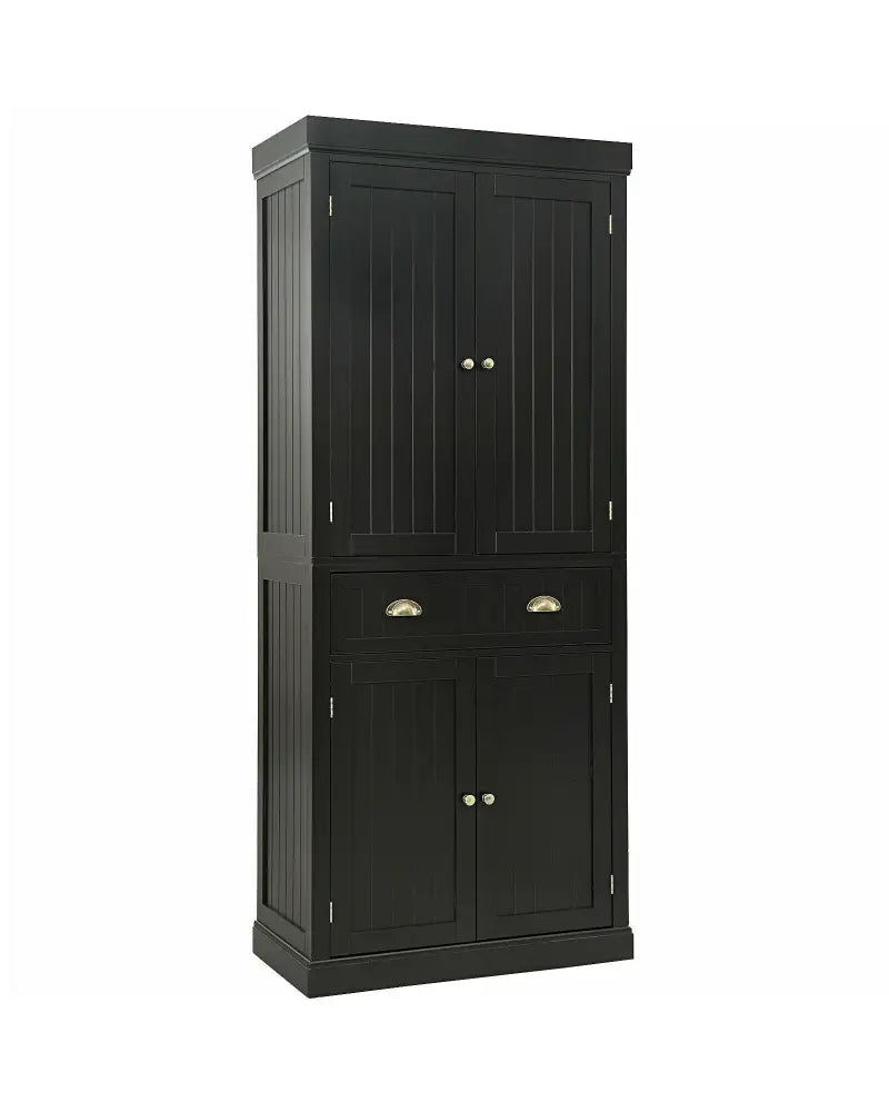 Cupboard Freestanding Kitchen Cabinet w/ Adjustable Shelves-Dark Brown - Dark Brown - Sideboards Cabinets & Buffets