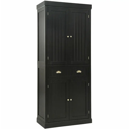 Cupboard Freestanding Kitchen Cabinet w/ Adjustable Shelves-Dark Brown - Dark Brown - Bedroom