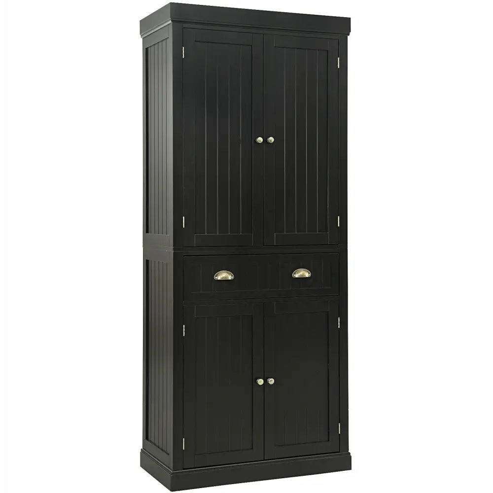 Cupboard Freestanding Kitchen Cabinet w/ Adjustable Shelves-Dark Brown - Dark Brown - Bedroom