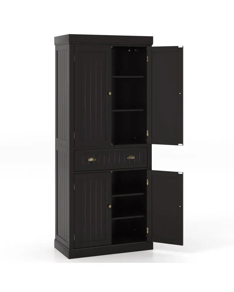 Cupboard Freestanding Kitchen Cabinet w/ Adjustable Shelves-Dark Brown - Dark Brown - Sideboards Cabinets & Buffets