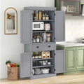 Cupboard Freestanding Kitchen Cabinet w/ Adjustable Shelves-Gray - Gray - Bedroom