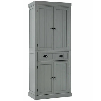 Cupboard Freestanding Kitchen Cabinet w/ Adjustable Shelves-Gray - Gray - Bedroom