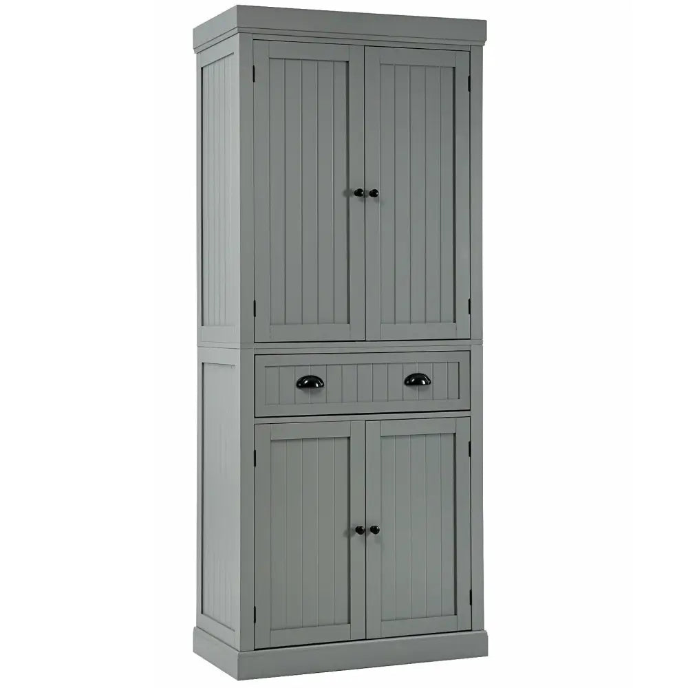 Cupboard Freestanding Kitchen Cabinet w/ Adjustable Shelves-Gray - Gray - Bedroom