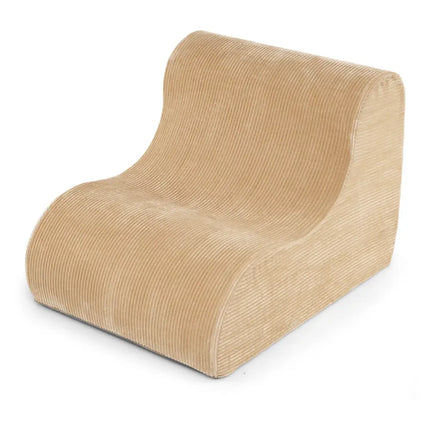 Curved Lazy Floor Sofa with Machine-washable Cover for Adults-Beige - Beige - Sofas & Loveseats