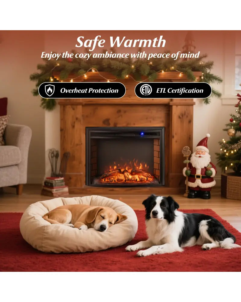 Curved Recessed Electric Fireplace Insert with Remote Control and Overheat Protection-26 Inch - Fireplaces