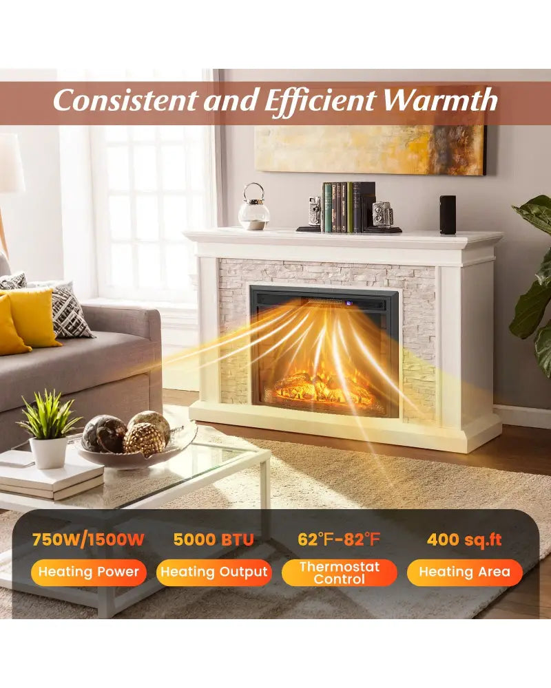 Curved Recessed Electric Fireplace Insert with Remote Control and Overheat Protection-26 Inch - Fireplaces