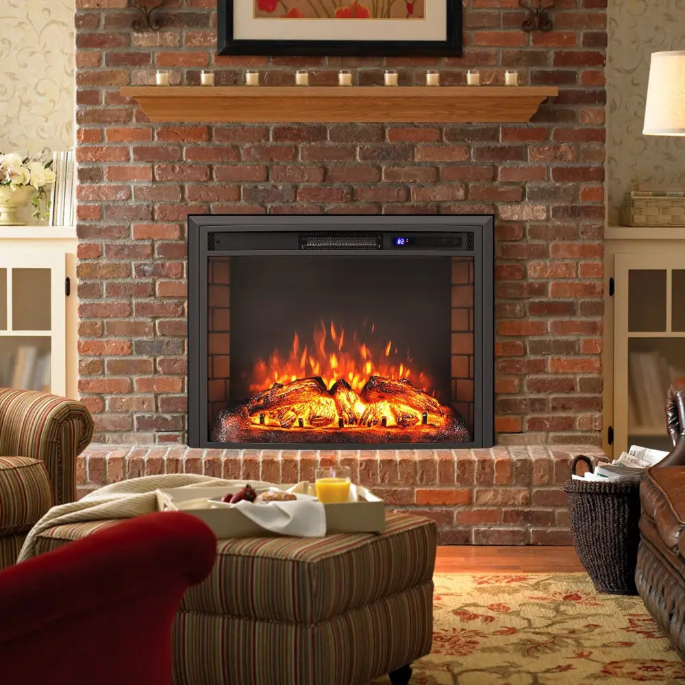 Curved Recessed Electric Fireplace Insert with Remote Control and Overheat Protection-26 Inch - Fireplaces