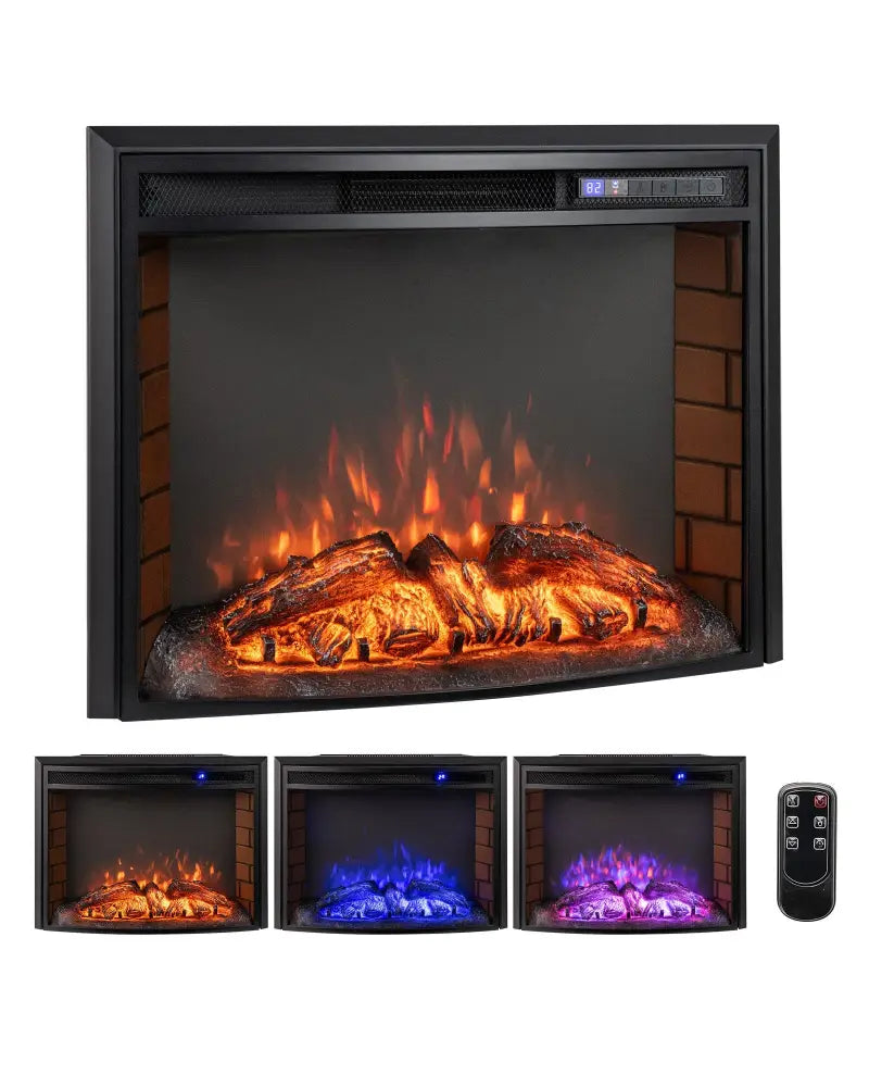 Curved Recessed Electric Fireplace Insert with Remote Control and Overheat Protection-26 Inch - Fireplaces