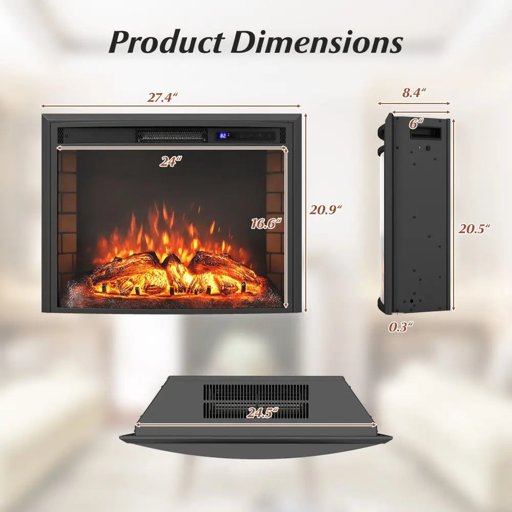 Curved Recessed Electric Fireplace Insert with Remote Control and Overheat Protection-26 Inch - Fireplaces